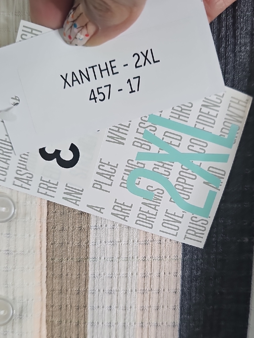 LuLaRoe Striped Xantge Romper in Navy, Cream & Tan - Picture 7 of 8